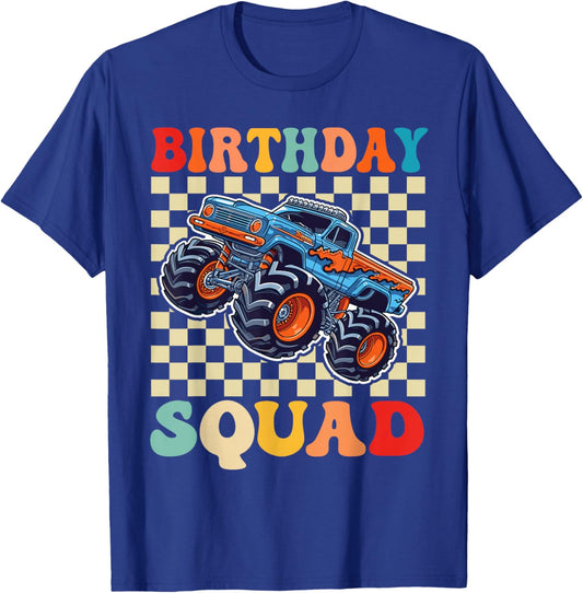 Birthday Squad Monster Truck Birthday Boys Family Matching T-Shirt - T-Shirt | Royal