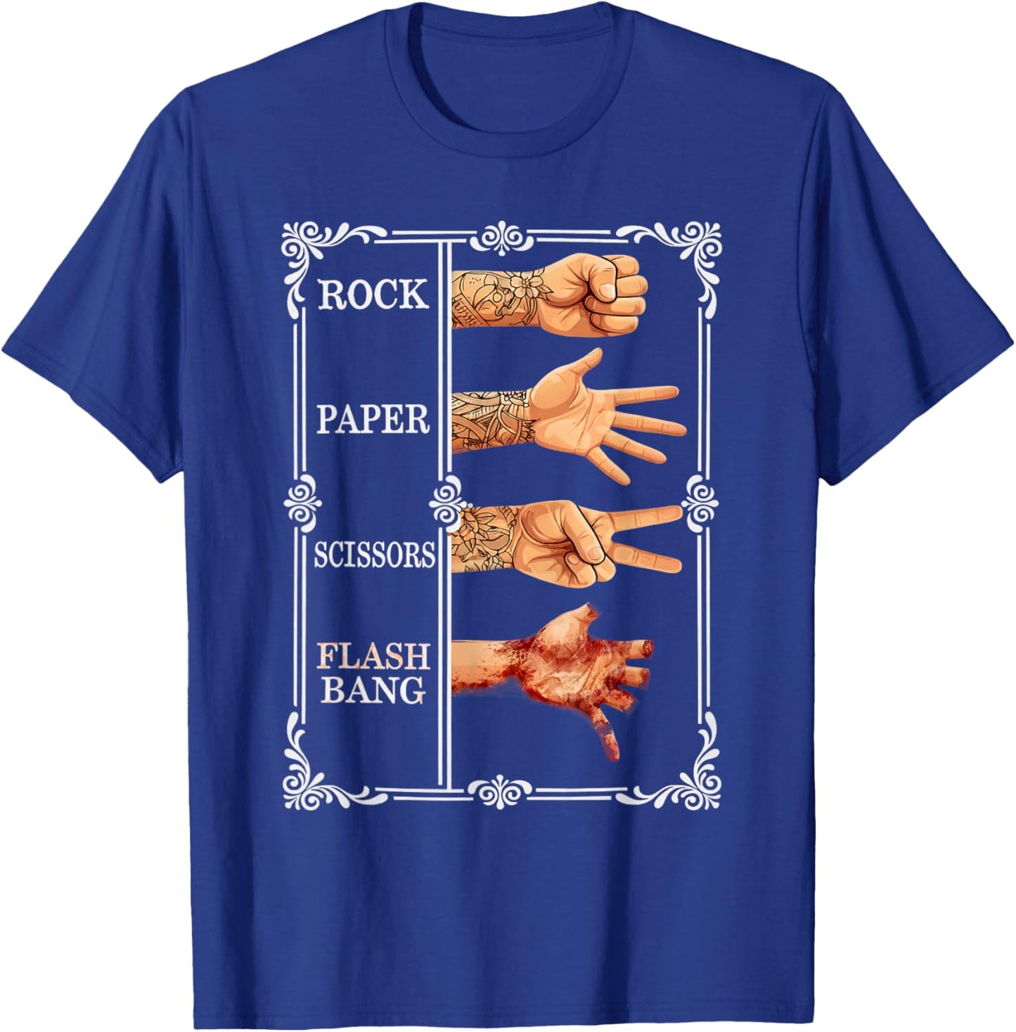 Rock Paper Scissors Flashbang Gamer Meme T-Shirt - T-Shirt | Royal