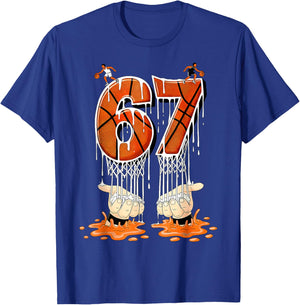 Basketball 67 Six Seven Funny Gen Alpha Meme Drip Boys Kids T-Shirt - T-Shirt | Royal