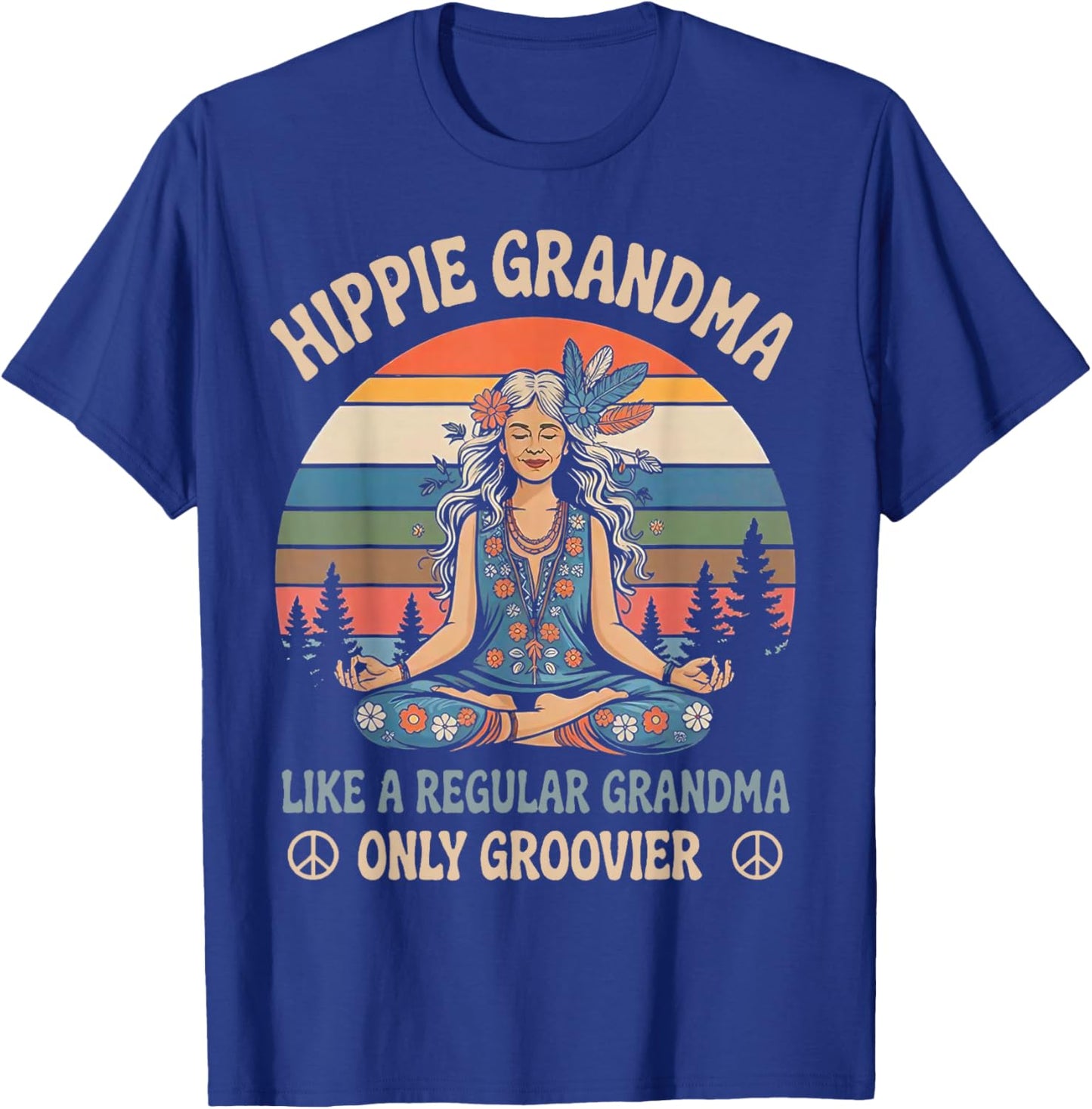 Vintage Hippie Grandma Like A Regular Grandma Only Groovier T-Shirt - T-Shirt | Royal