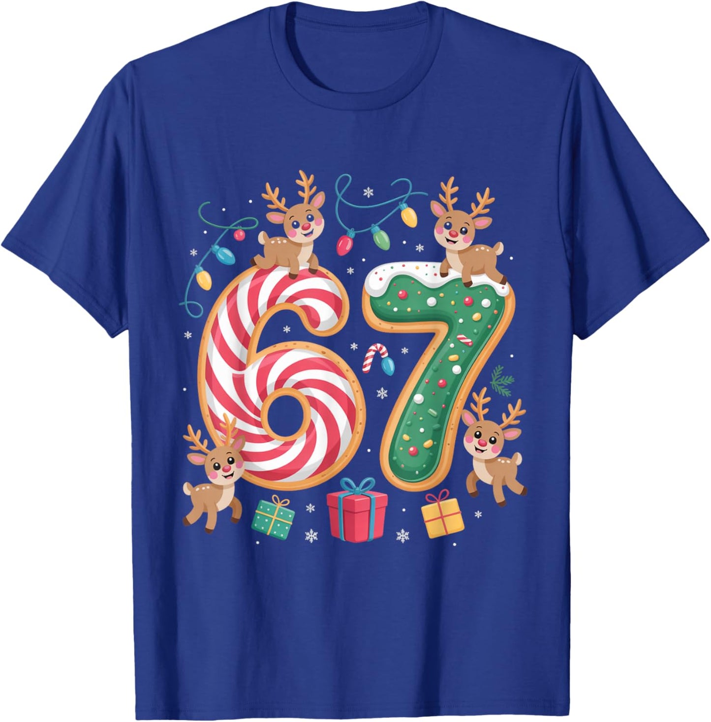 Christmas 67 Funny Xmas Six Seven Ugly Sweater 6-7 T-Shirt - T-Shirt | Royal