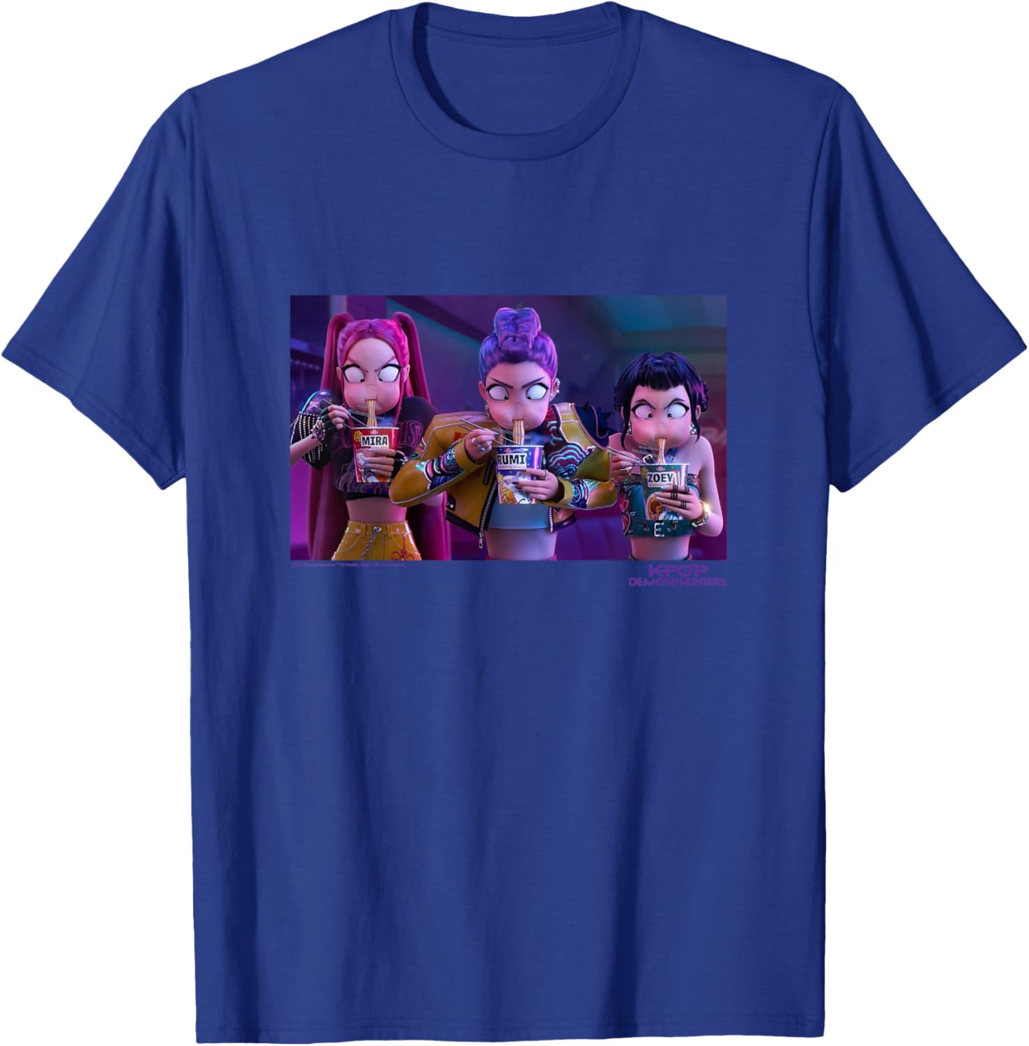 Kpop Demon Hunters Halloween Mira Rumi & Zoey Eating Ramyeon T-Shirt - T-Shirt | Royal