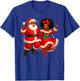 Dancing African Santa Mr Mrs Claus African American Xmas T-Shirt - T-Shirt | Royal