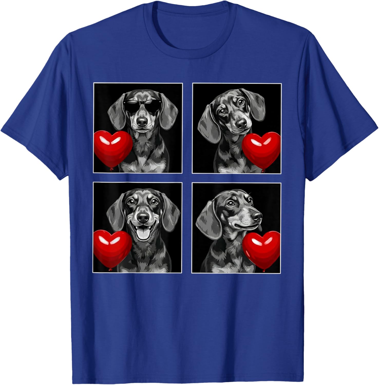 Funny Dachshund Photobooth Dog Lover Valentines T-Shirt - T-Shirt | Royal