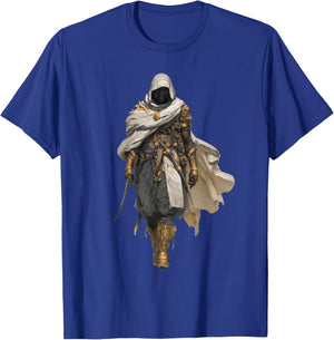 African Assassin Cloaked Desert Warrior White Cape Mythic T-Shirt - T-Shirt | Royal