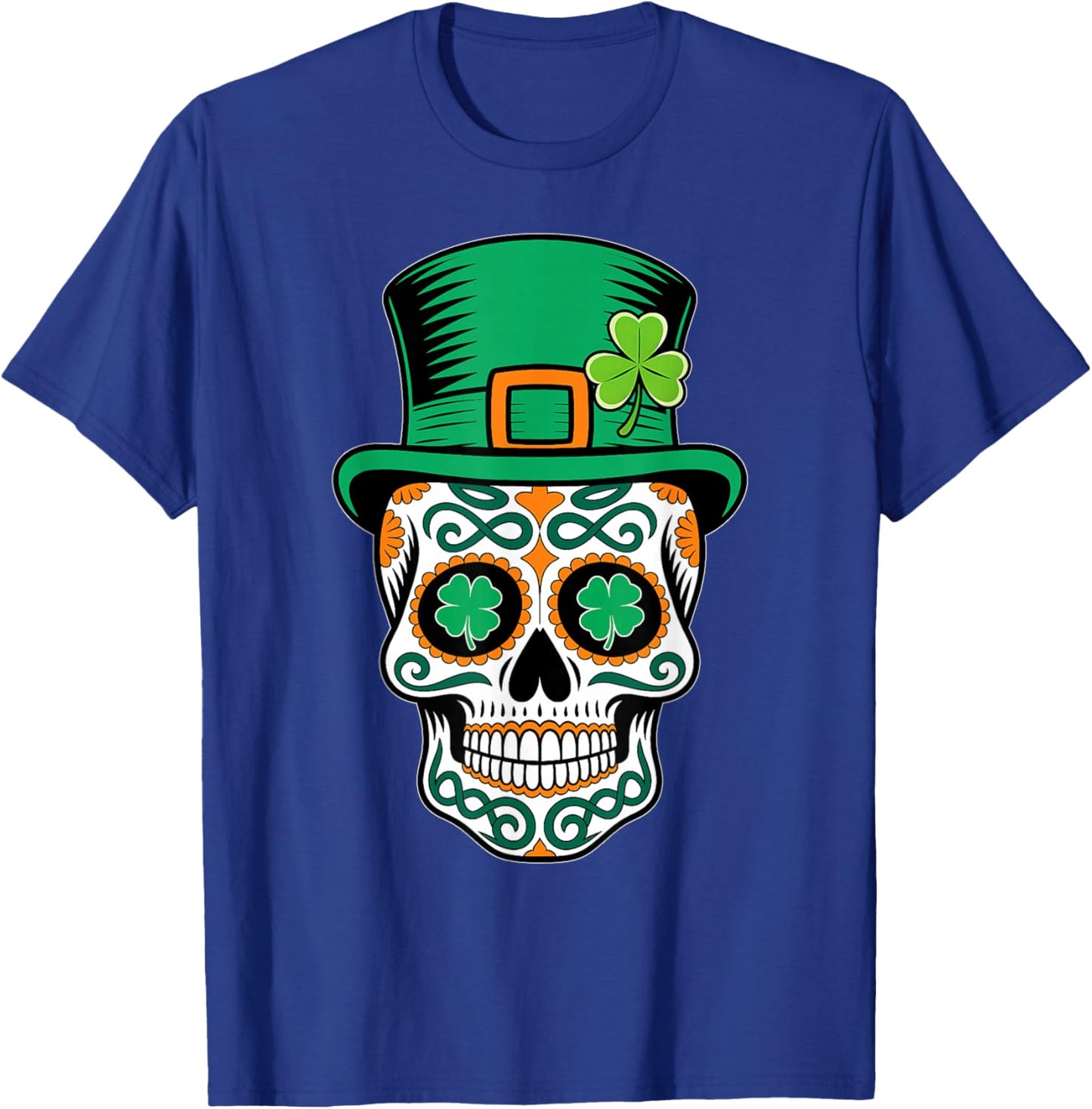 St Patricks Day Sugar Skull Saint Pattys Paddys Men Women T-Shirt - T-Shirt | Royal