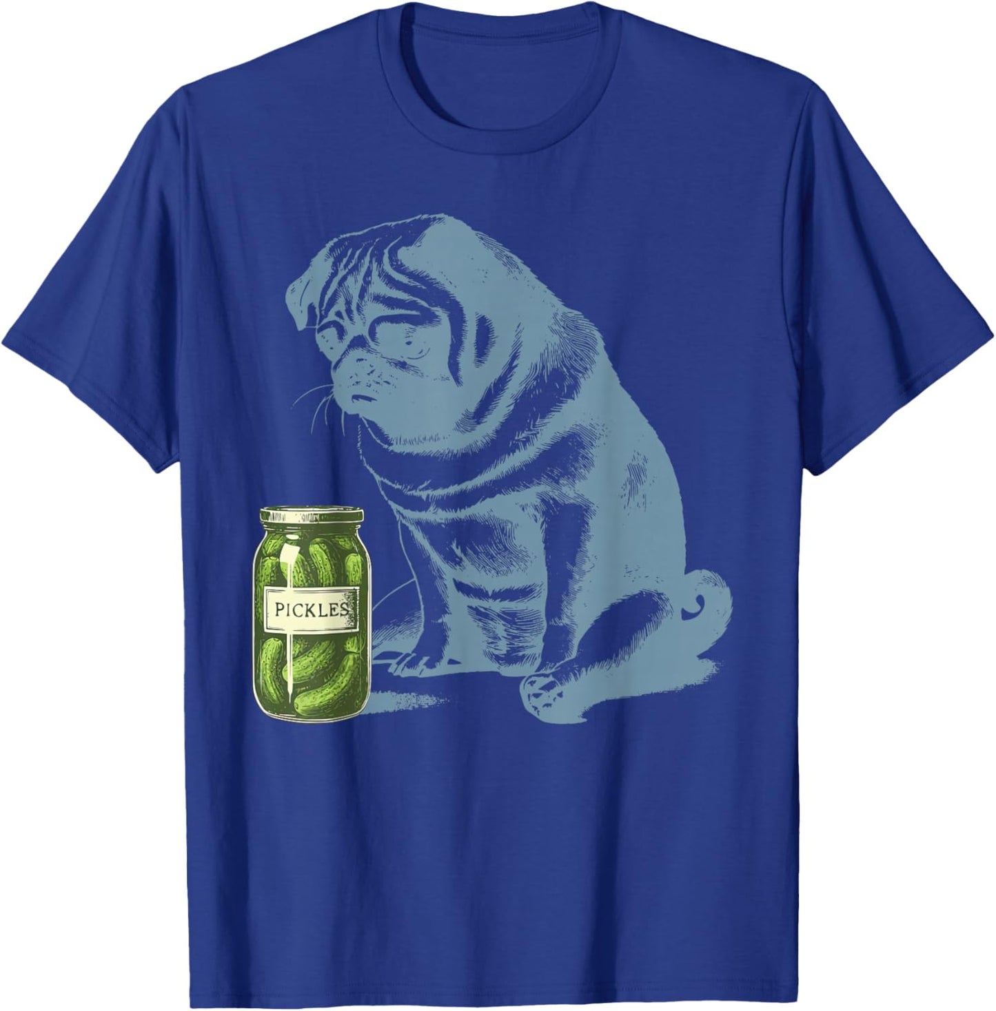 Vintage Pug Dog Pickle Jar Vegetarian Vegetable Pet Lover T-Shirt - T-Shirt | Royal
