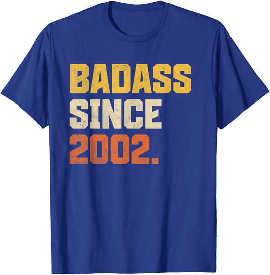 Retro Badass Since 2002 24 Year Old Funny 24th Birthday T-Shirt - T-Shirt | Royal