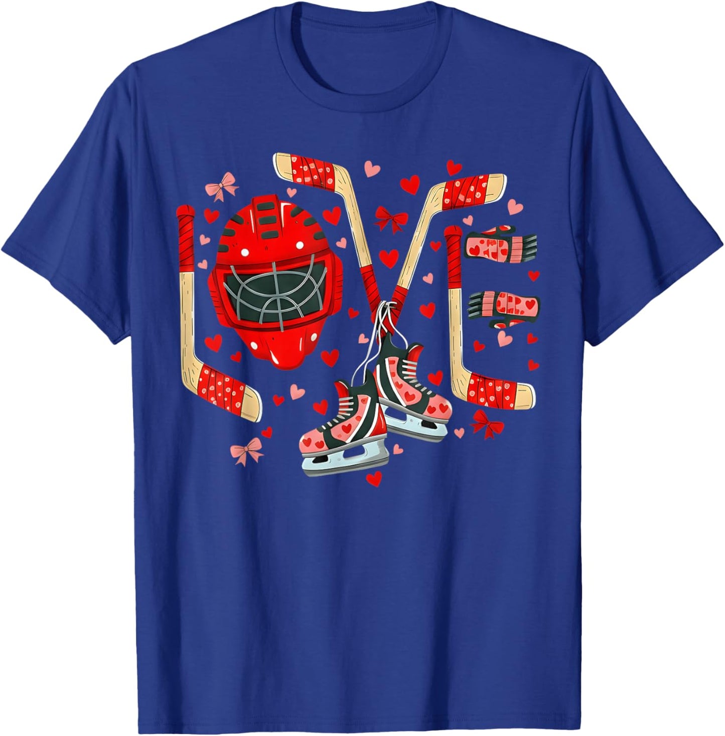 Valentines Day Love Ice Hockey Items Men Boys Kids Teens T-Shirt - T-Shirt | Royal
