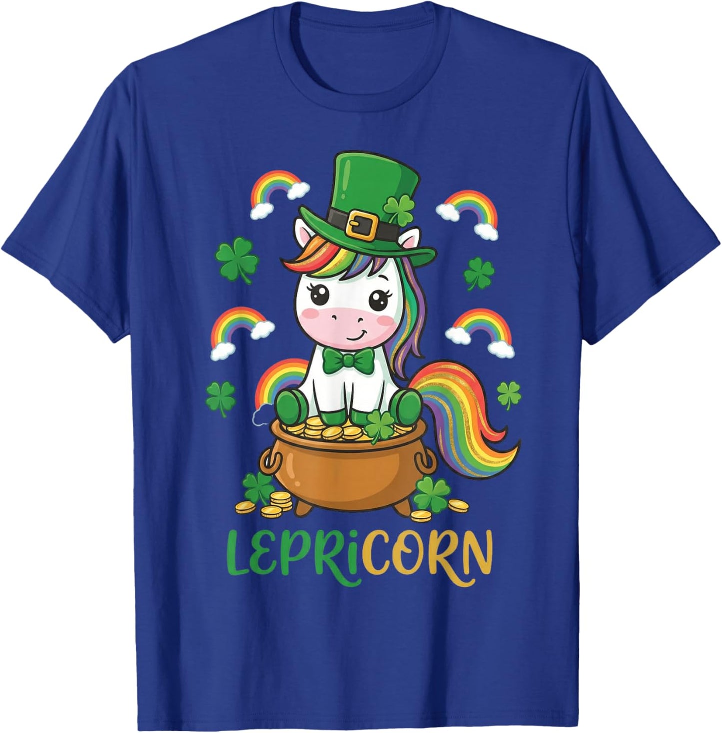 Cute Unicorn St Patricks Day Girls Toddler Kid Lepricorn T-Shirt - T-Shirt | Royal
