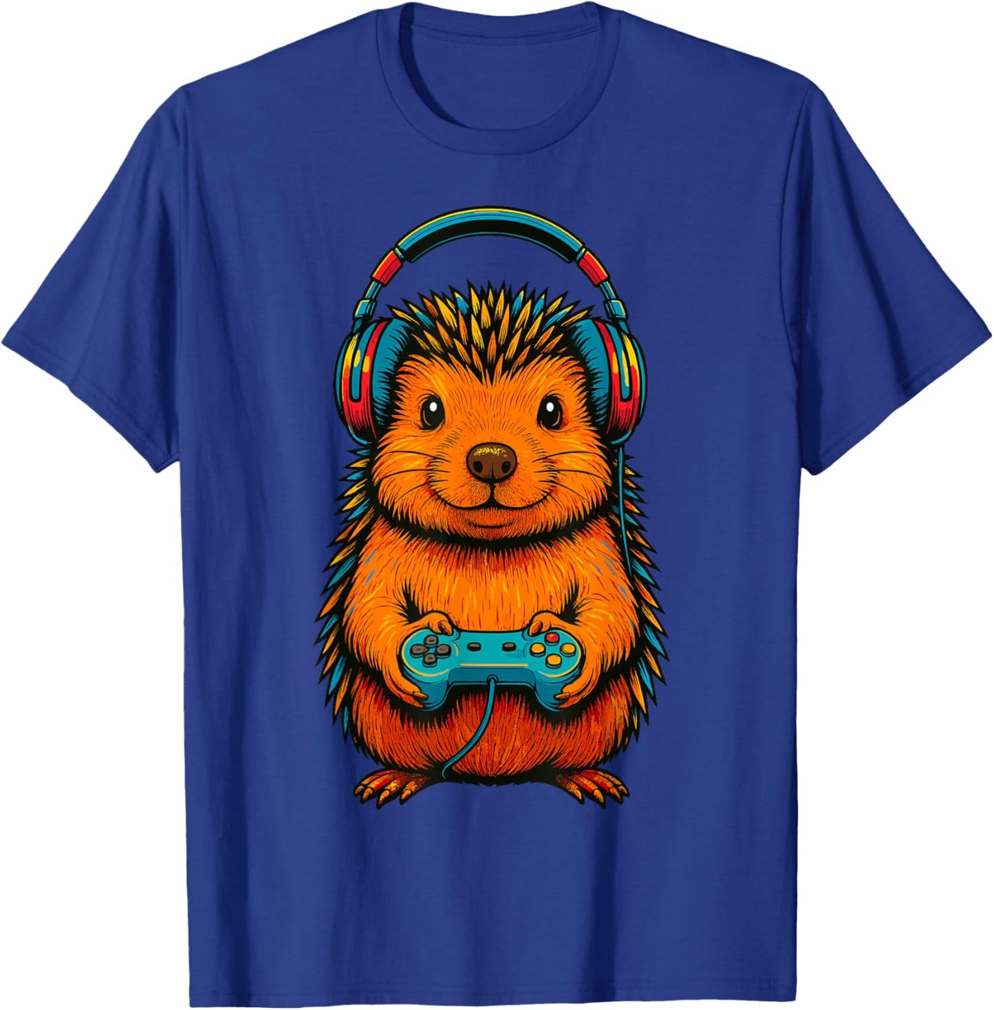 Gamer Hedgehog Gaming T-Shirt - T-Shirt | Royal