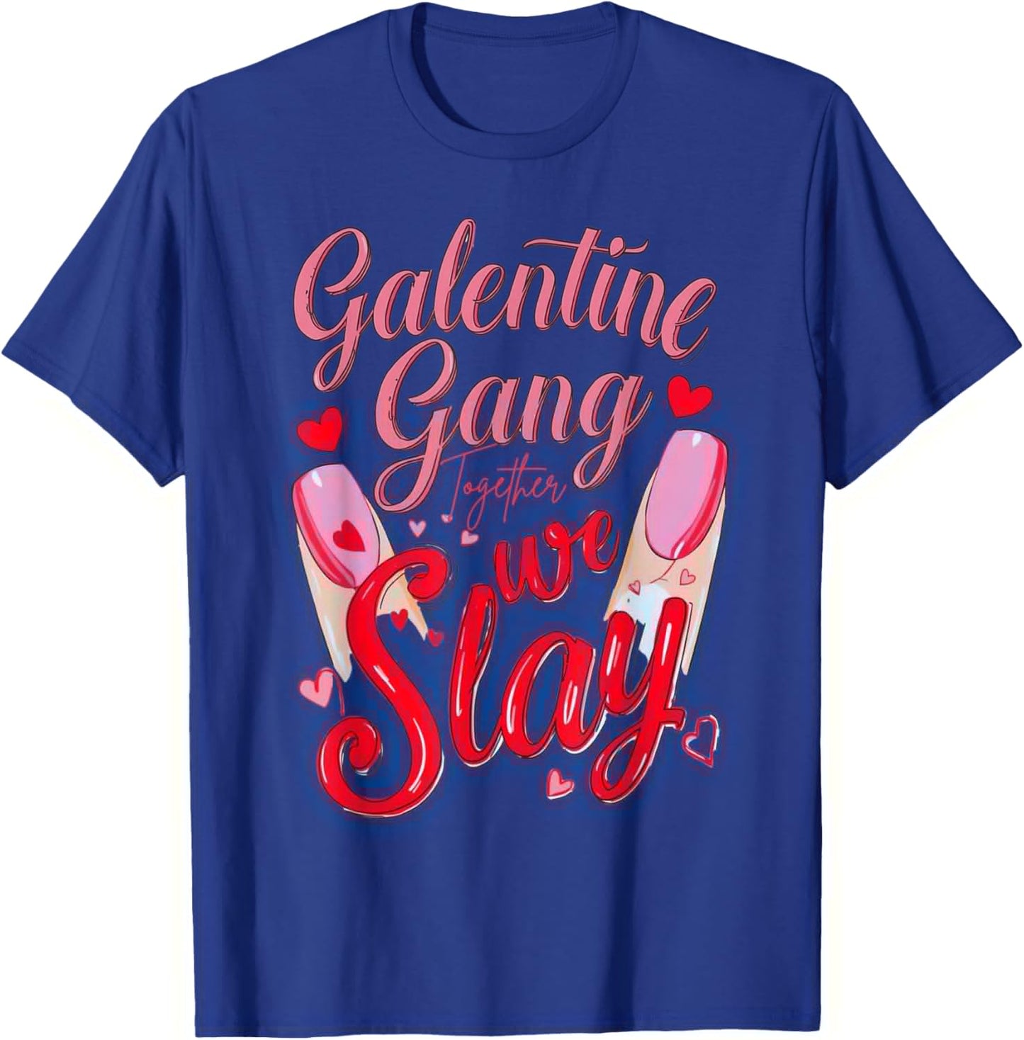 Galentine Gang Black Women High Heels Sneakers Nails Graphic T-Shirt - T-Shirt | Royal
