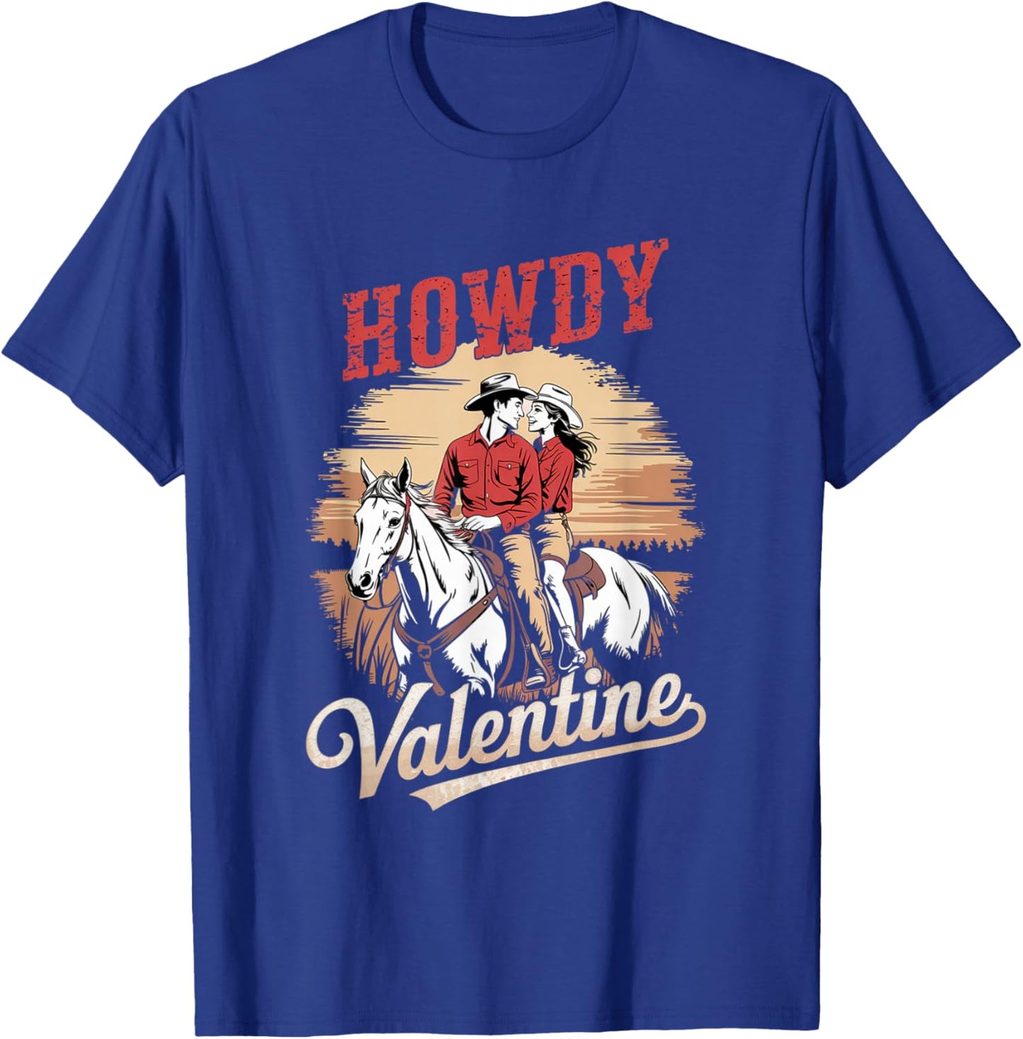 Howdy Valentine Retro Western Gifts Couple Love T-Shirt - T-Shirt | Royal