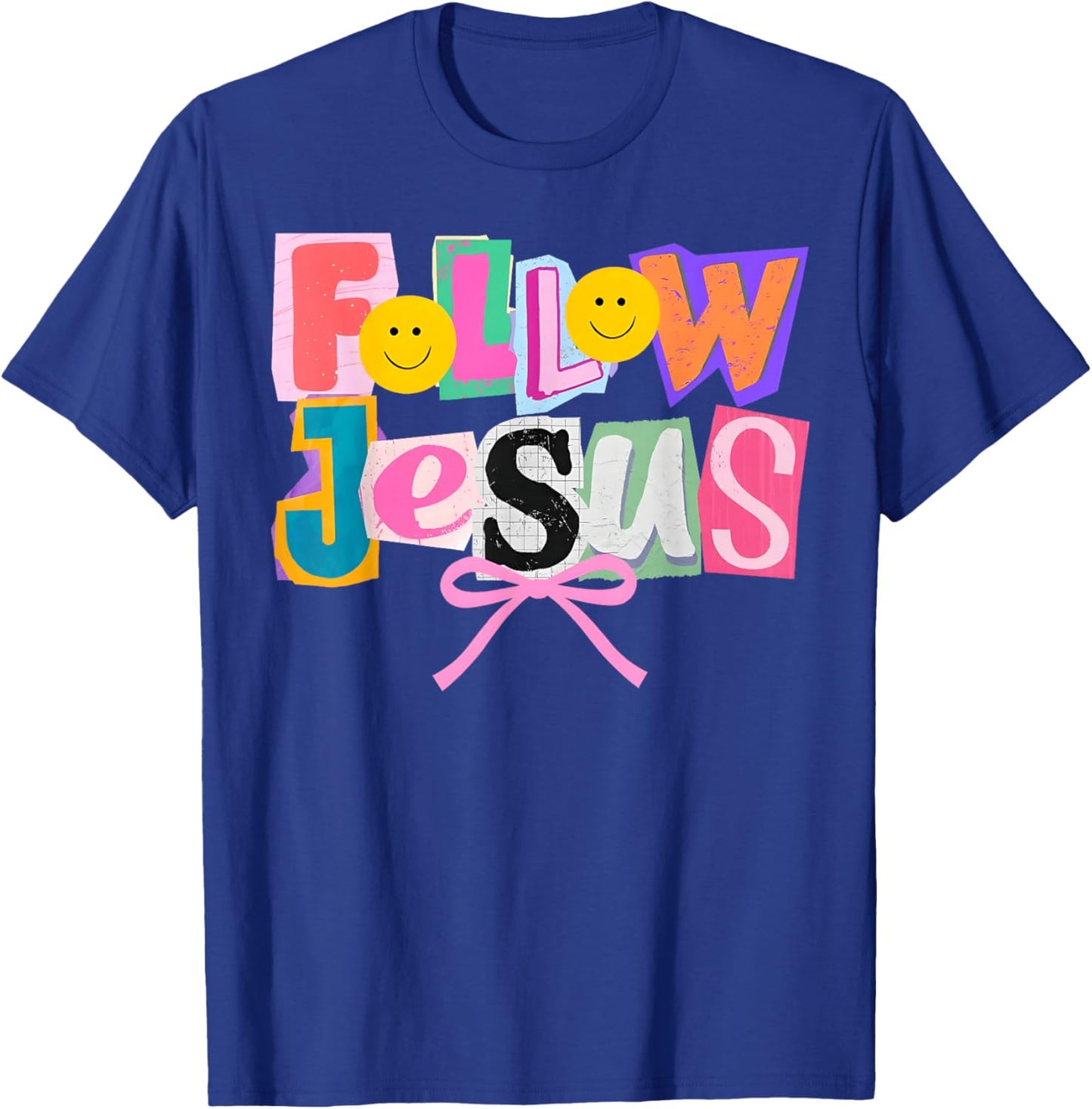 Retro Coquette Cute Follow Jesus Bible Verse Faith Christian T-Shirt - T-Shirt | Royal