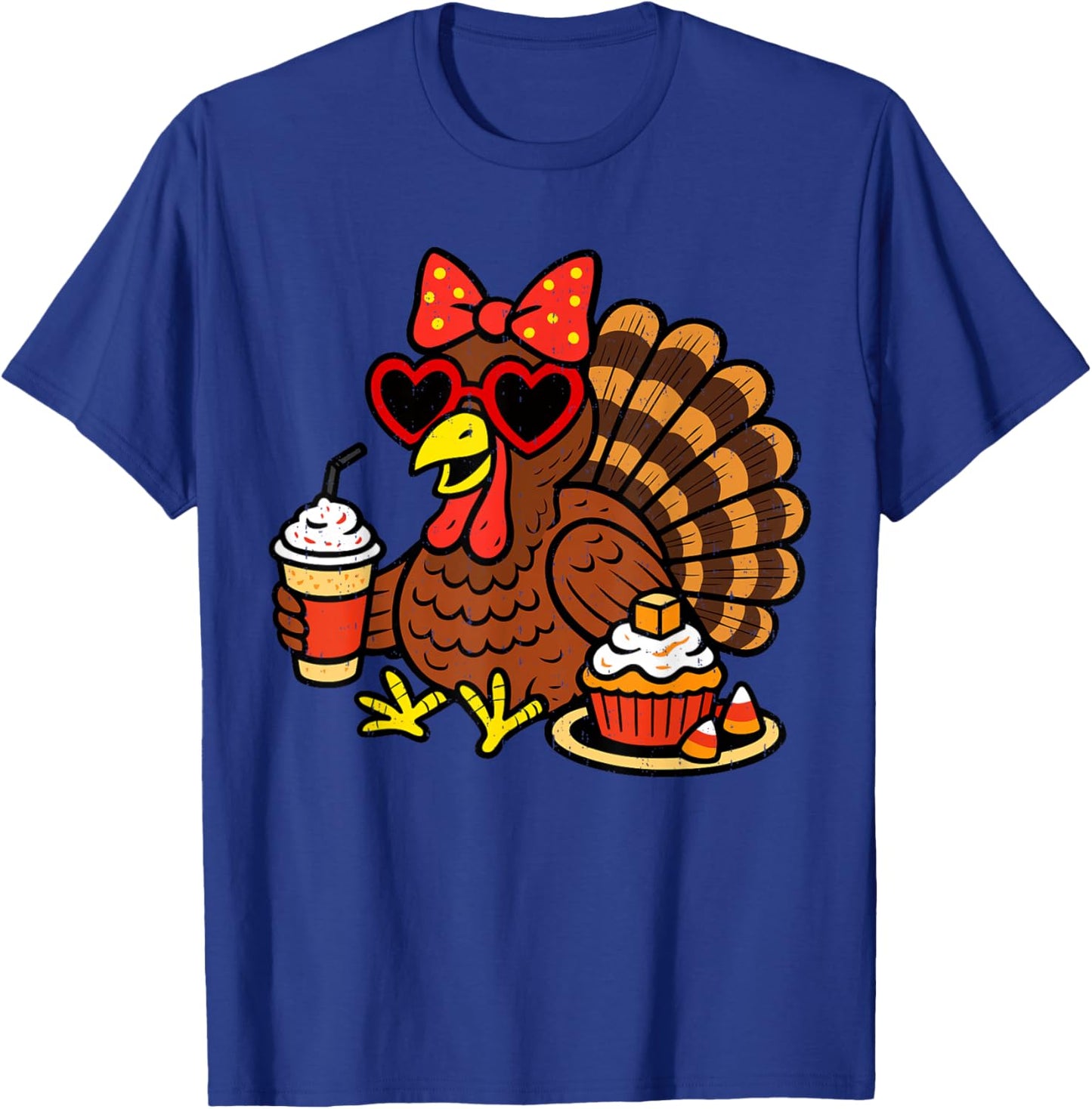 Funny Turkey Drinking Coffee Fall Thanksgiving Costume Women T-Shirt - T-Shirt | Royal