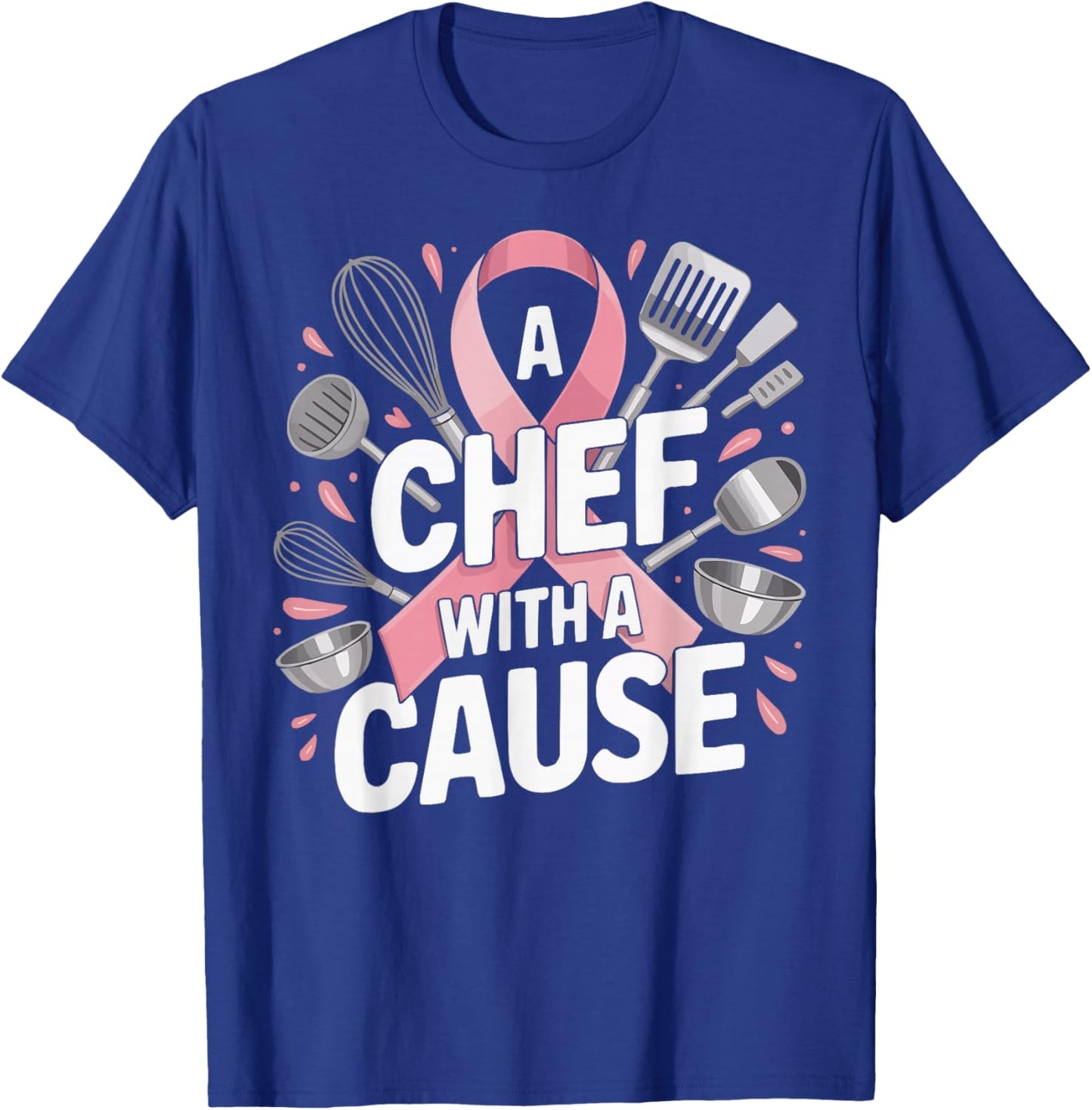 Breast Cancer Awareness Chef Cooking Pink Ribbon T-Shirt - T-Shirt | Royal