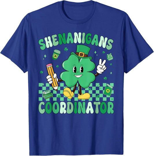 Shenanigans Coordinator Shamrock St Patrick's Day Teacher T-Shirt - T-Shirt | Royal