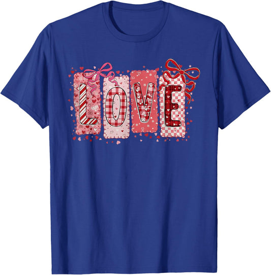 Preppy Valentine Pink Coquette Bow Love Women Girls Kids T-Shirt - T-Shirt | Royal