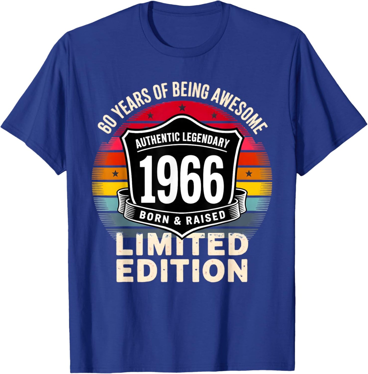 Vintage 1966 60th Birthday Gift Men Women 60 Years Old T-Shirt - T-Shirt | Royal