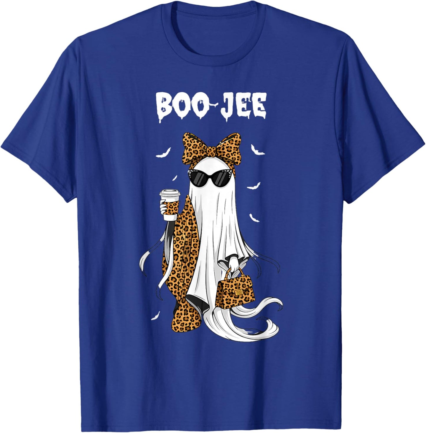 Coquette Leopard Ghost Coffee Boo-JEE Halloween Boujee Ghost T-Shirt - T-Shirt | Royal