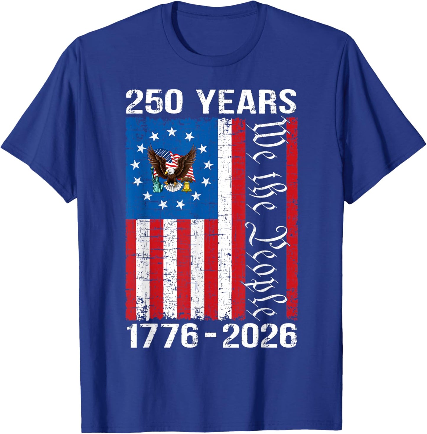 250 Years American 250th Anniversary USA US Flag 4th of July T-Shirt - T-Shirt | Royal