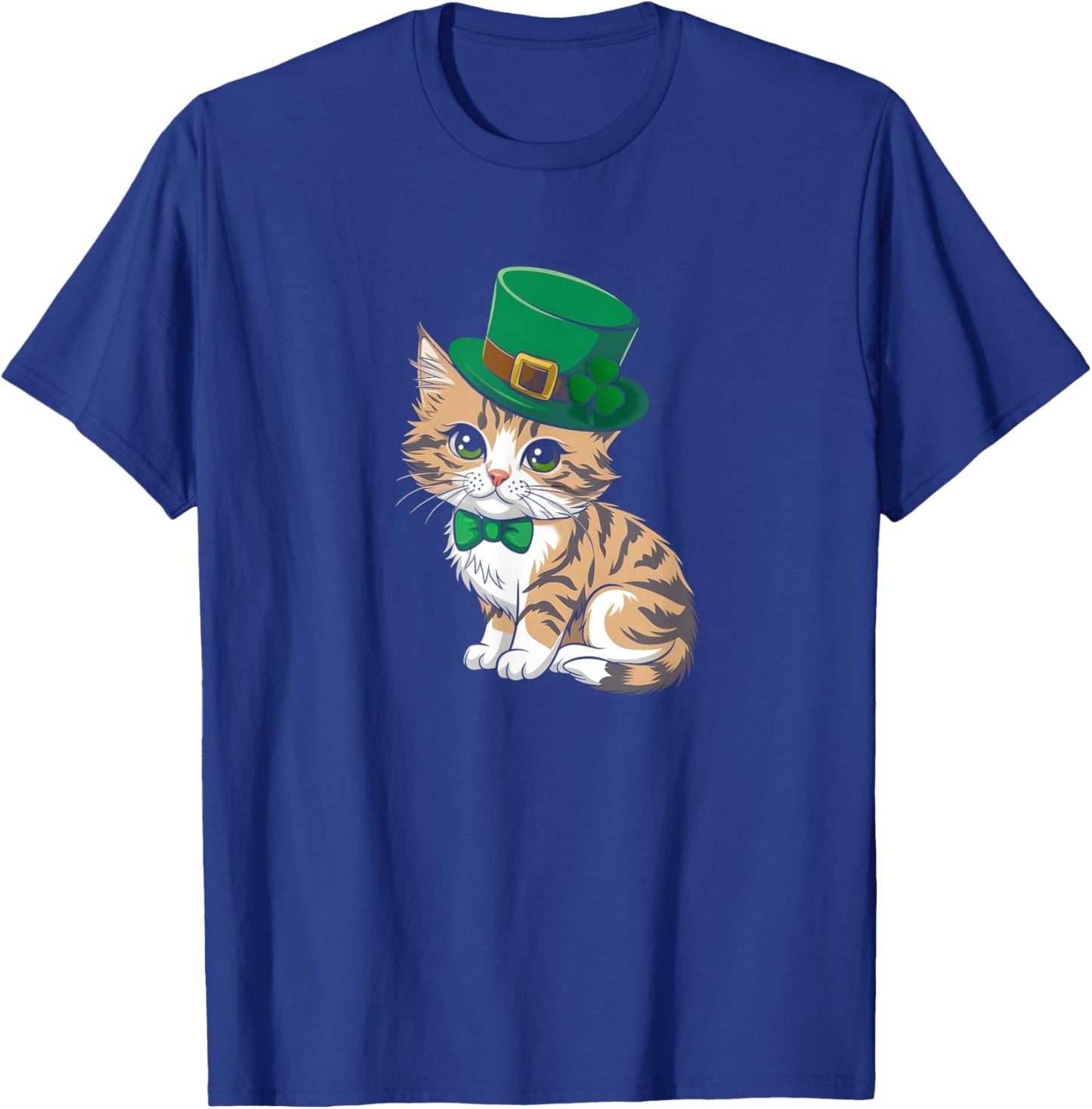 Cute Cat St Patricks Day Lucky Shamrock Saint Pattys Day T-Shirt - T-Shirt | Royal