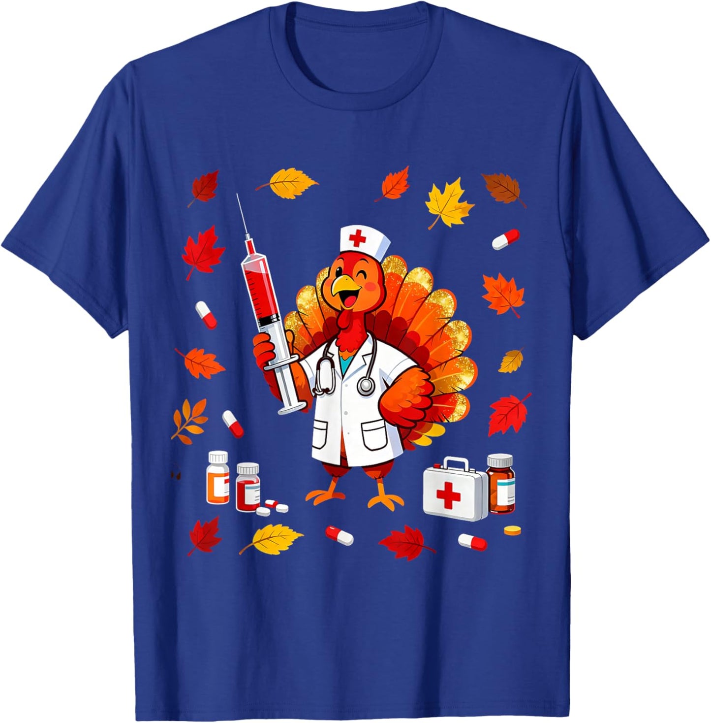 CNA Thankful Nurse Thanksgiving ER Turkey Medical Healthcare T-Shirt - T-Shirt | Royal