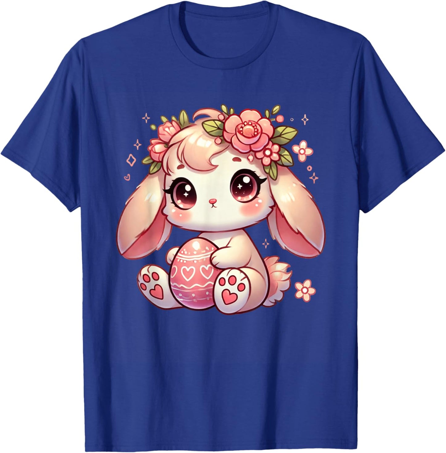 Easter Bunny with Floral Flower Crown Cute Girls Women T-Shirt - T-Shirt | Royal