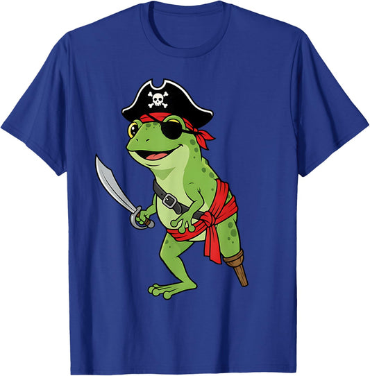 Pirate Frog Toddler Boy Funny Kids Halloween Costume T-Shirt - T-Shirt | Royal