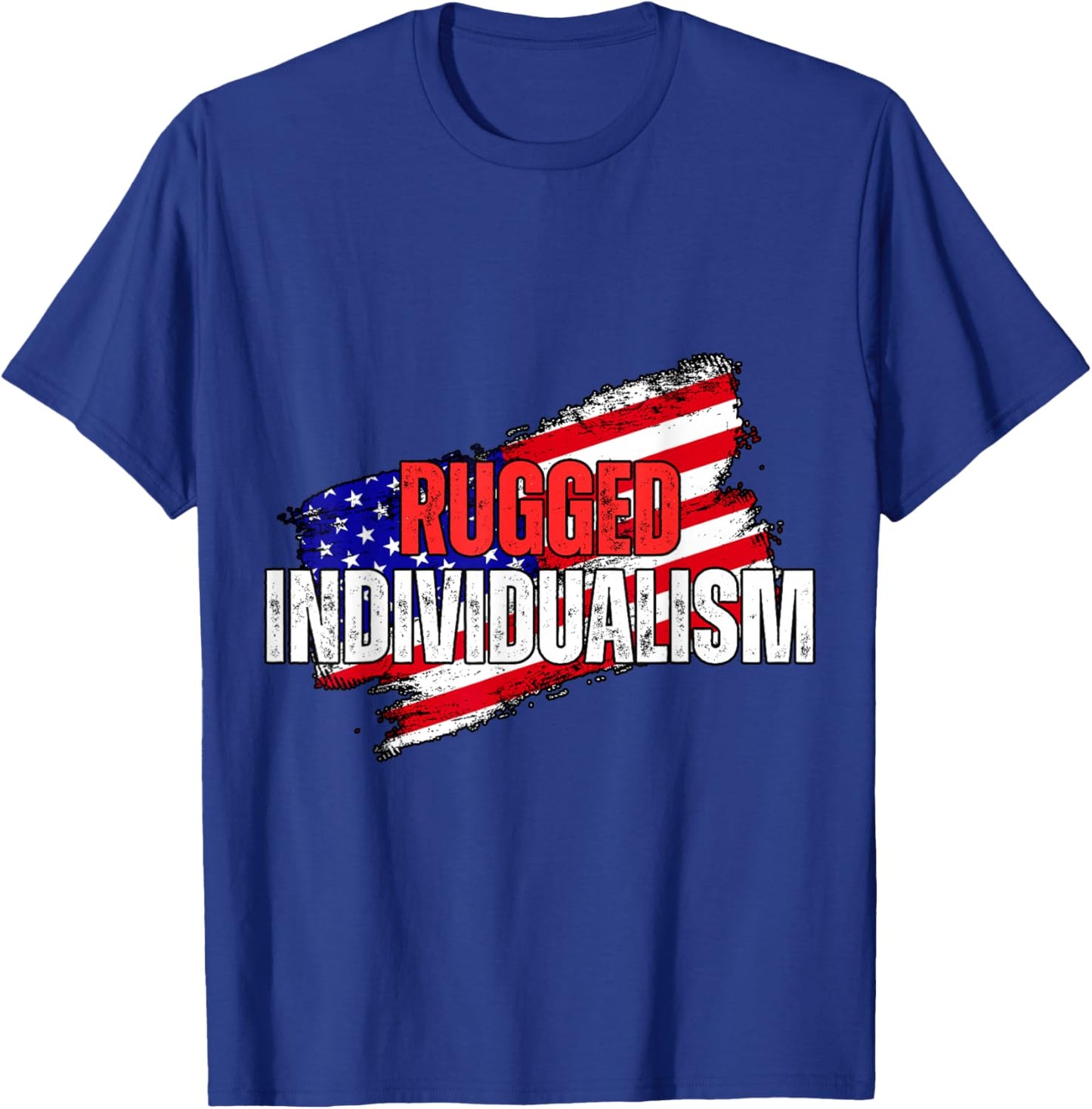Rugged Individualism, Distressed USA Flag American Grit T-Shirt - T-Shirt | Royal