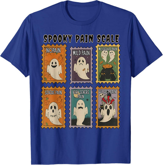Spooky Pain Scale Pumpkin Halloween Nurse Pain Assessment T-Shirt - T-Shirt | Royal