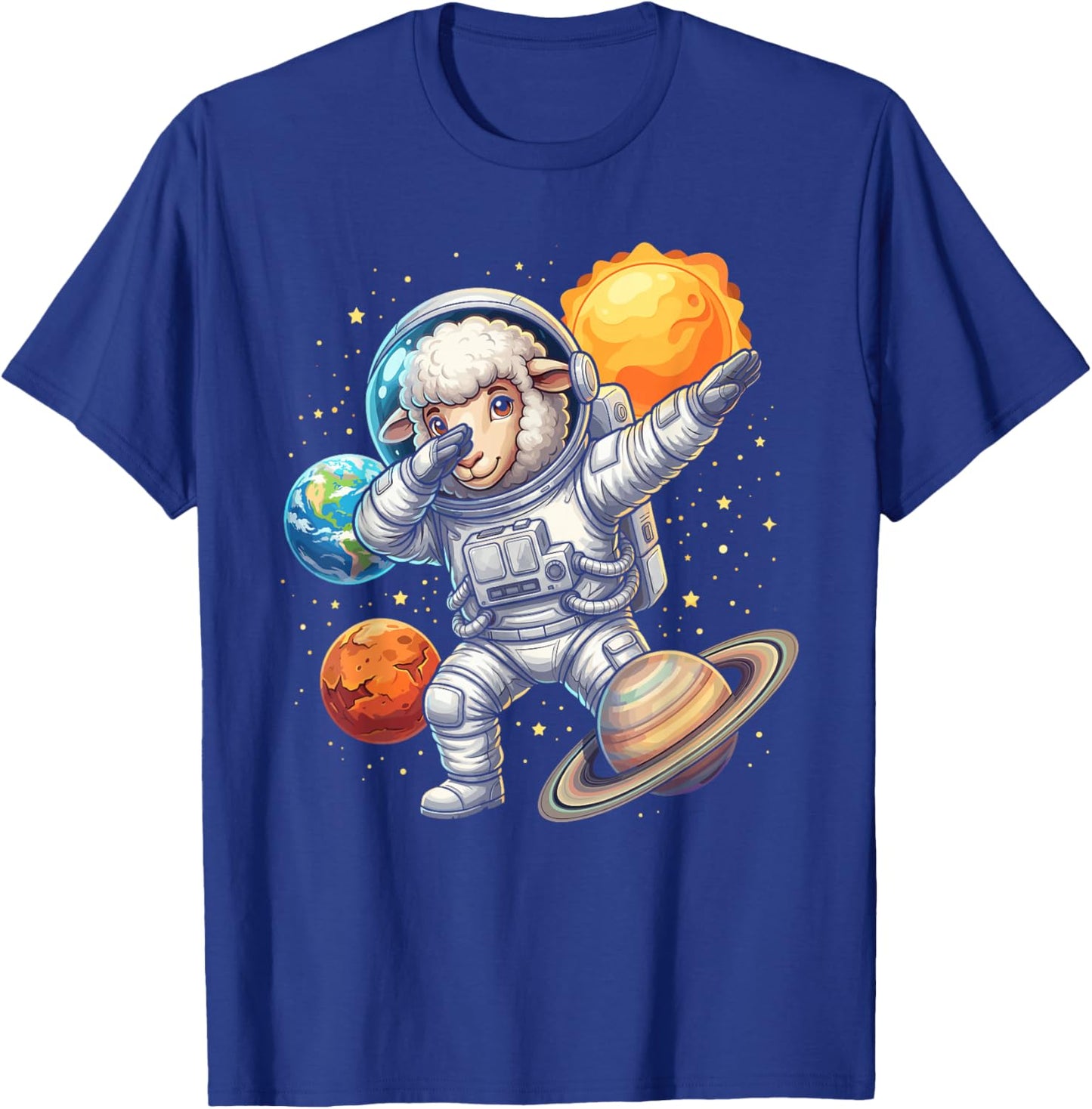 Sheep Astronaut Dabbing Funny Space Animal for Kids T-Shirt - T-Shirt | Royal