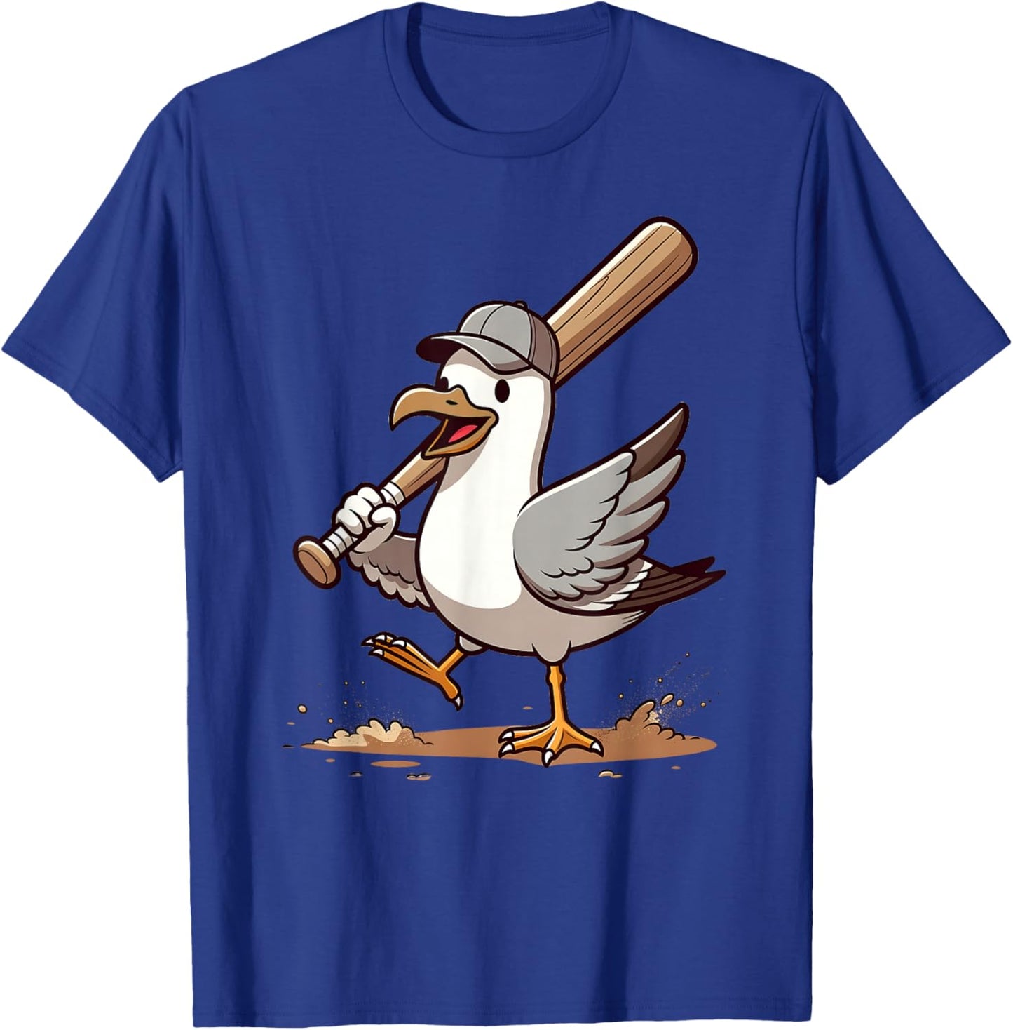 Funny Seagull Bird Playing Baseball Beach Sports T-Shirt - T-Shirt | Royal