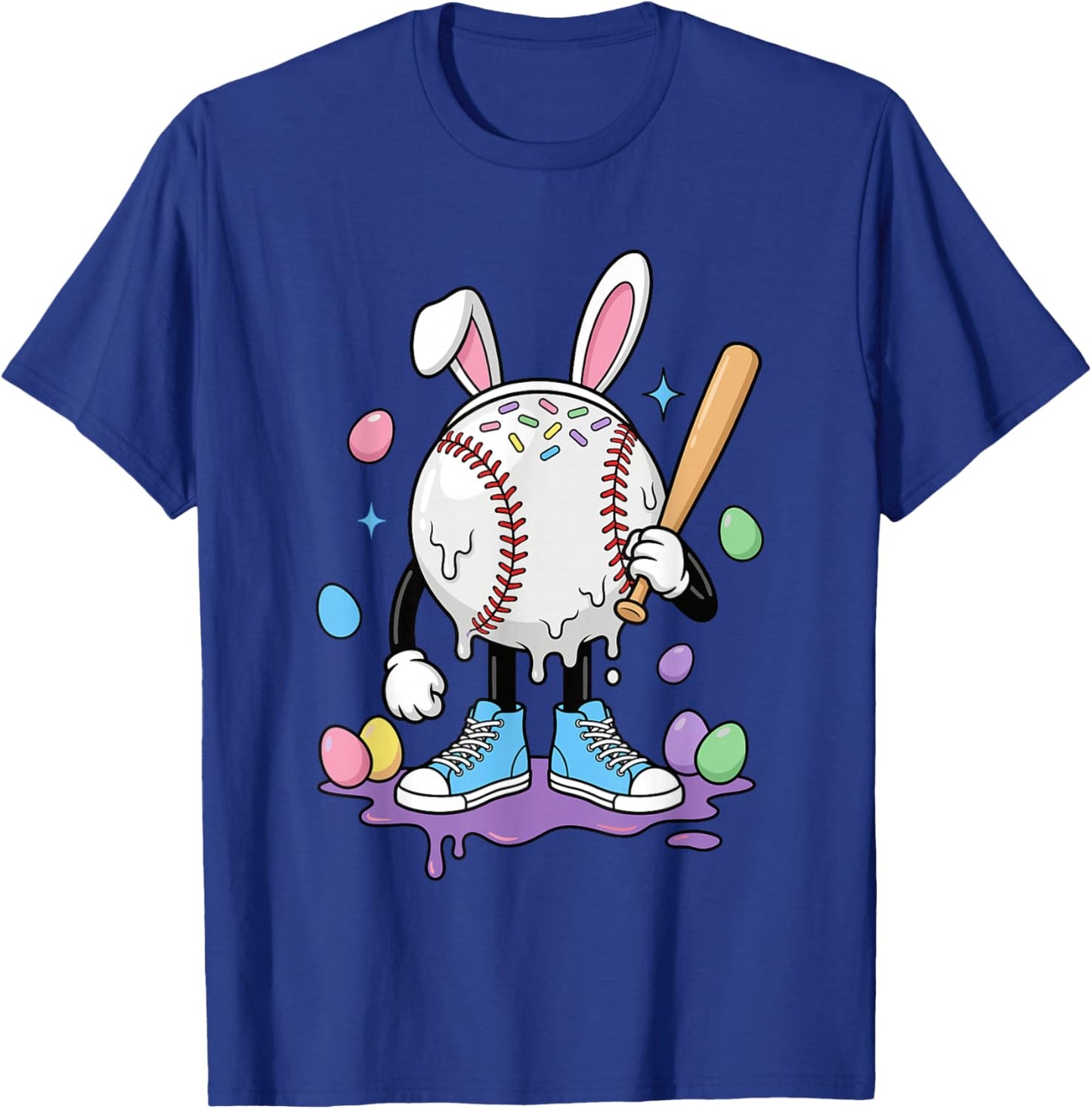 Baseball Ice Cream Drip Youth Boys Cute Easter Sports T-Shirt - T-Shirt | Royal