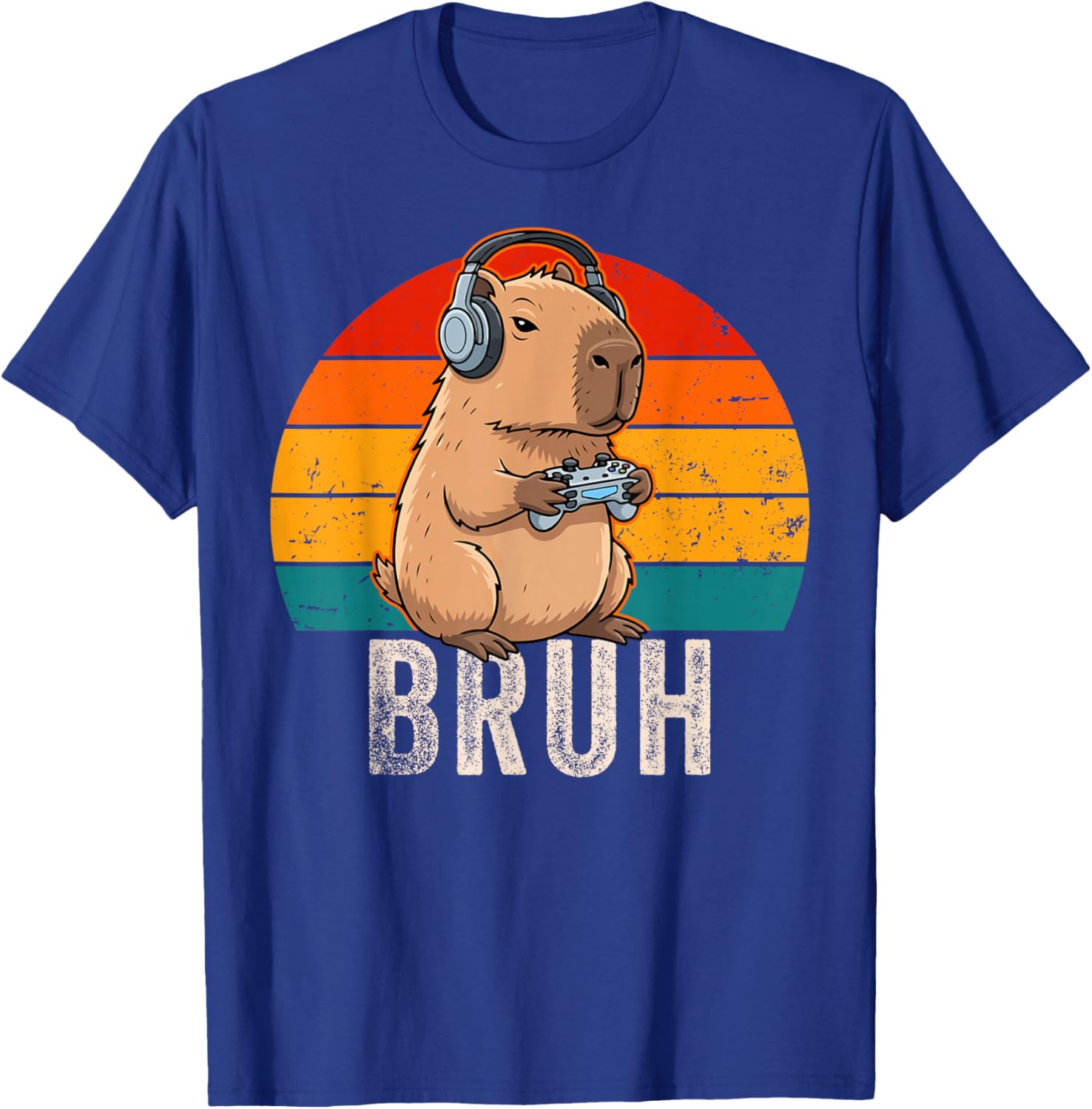 Bruh Video Games Funny Capybara Gamer Men Boys Teens Gaming T-Shirt - T-Shirt | Royal