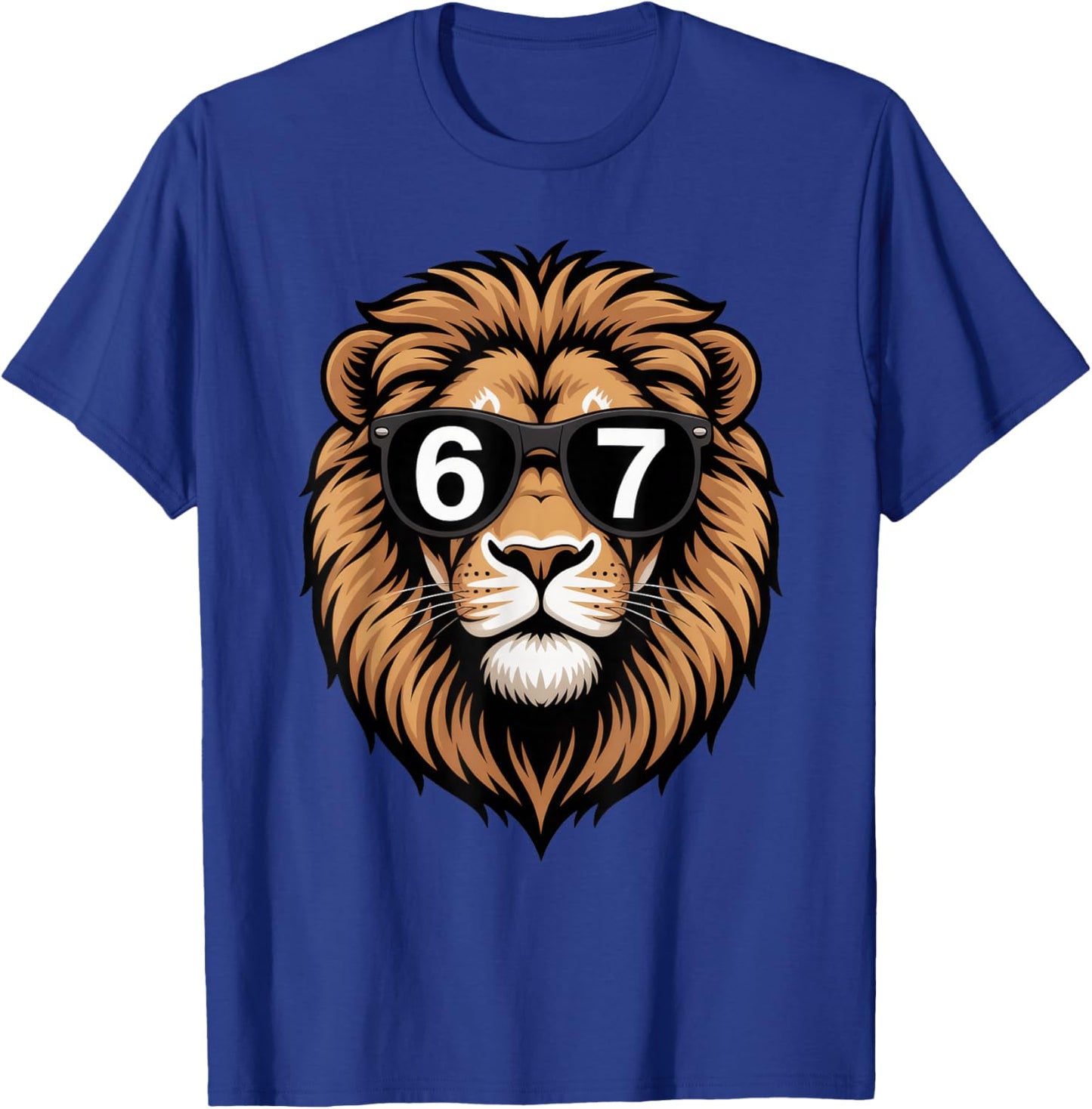 Funny Lion Sunglasses 67 Six Seven Meme T-Shirt - T-Shirt | Royal