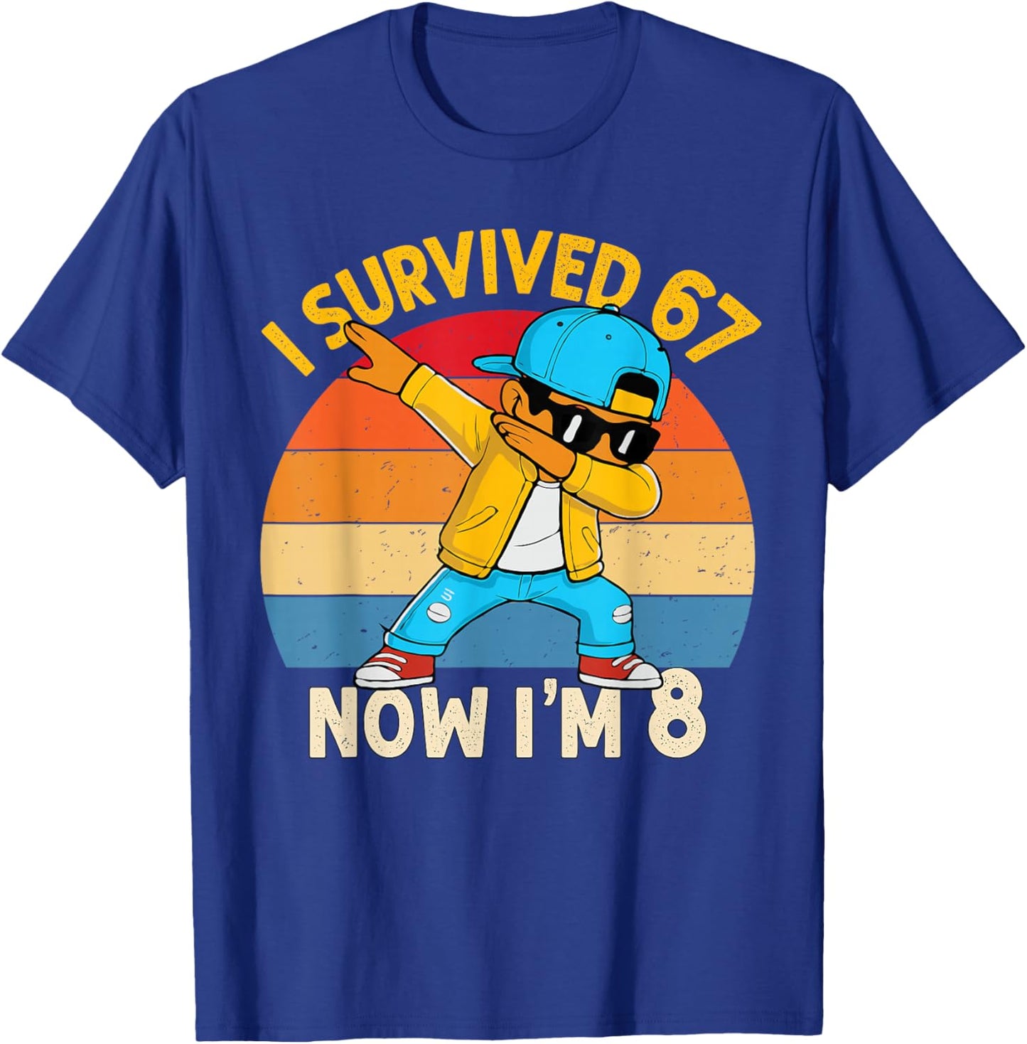 8th Birthday 67 Six Seven Dabbing Boy I'm 8 Year Old Bruh T-Shirt - T-Shirt | Royal