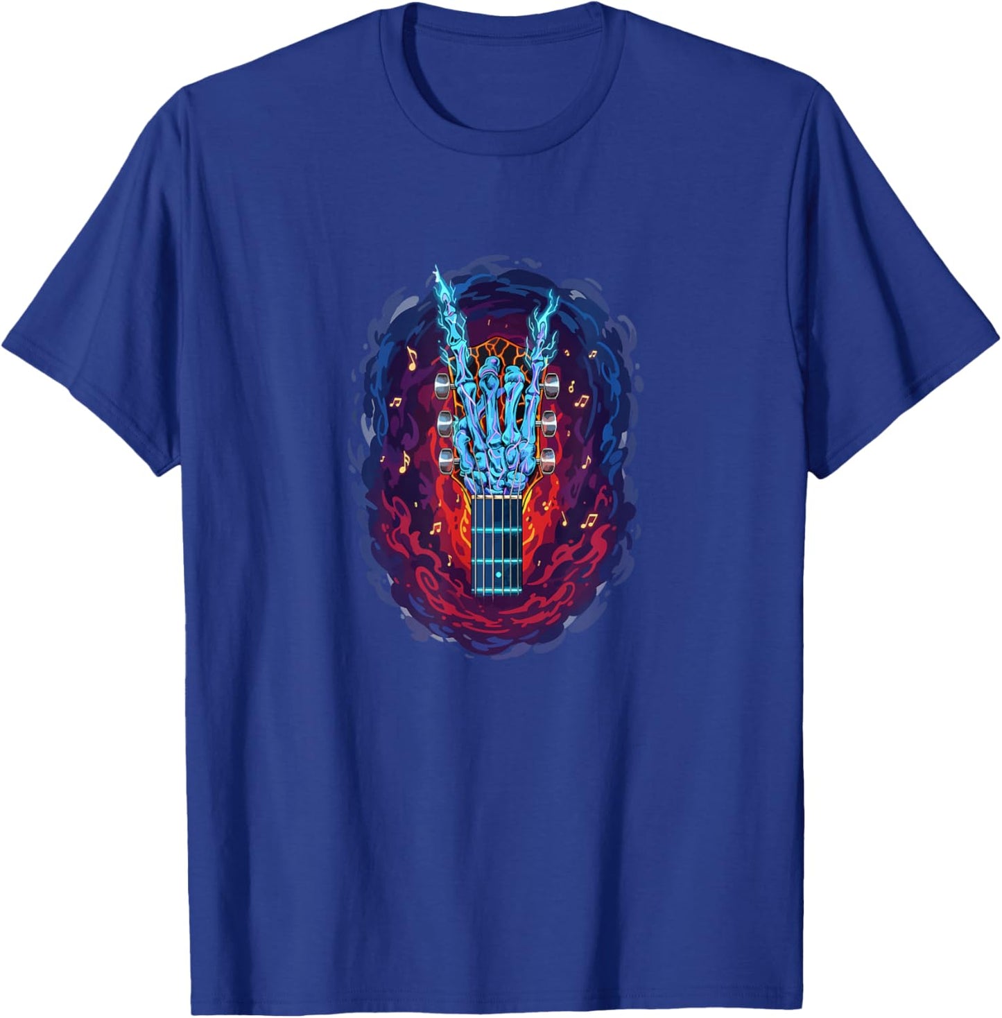 Rock On Skeleton Hand Guitar Gifts Men Rock Band T-Shirt - T-Shirt | Royal