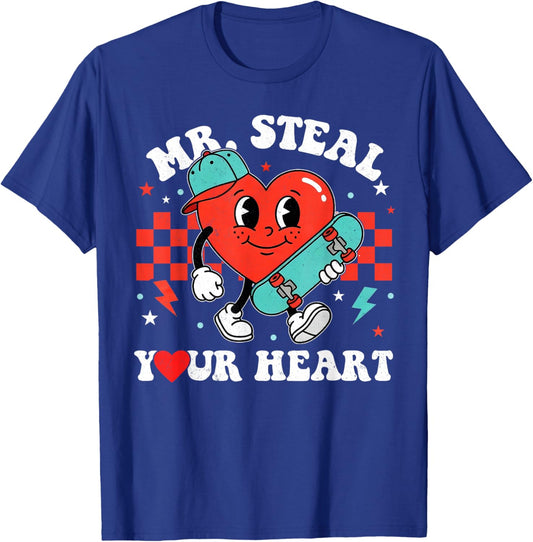 Mr Steal Your Heart for Boys Toddlers Valentine's Day Kids T-Shirt - T-Shirt | Royal