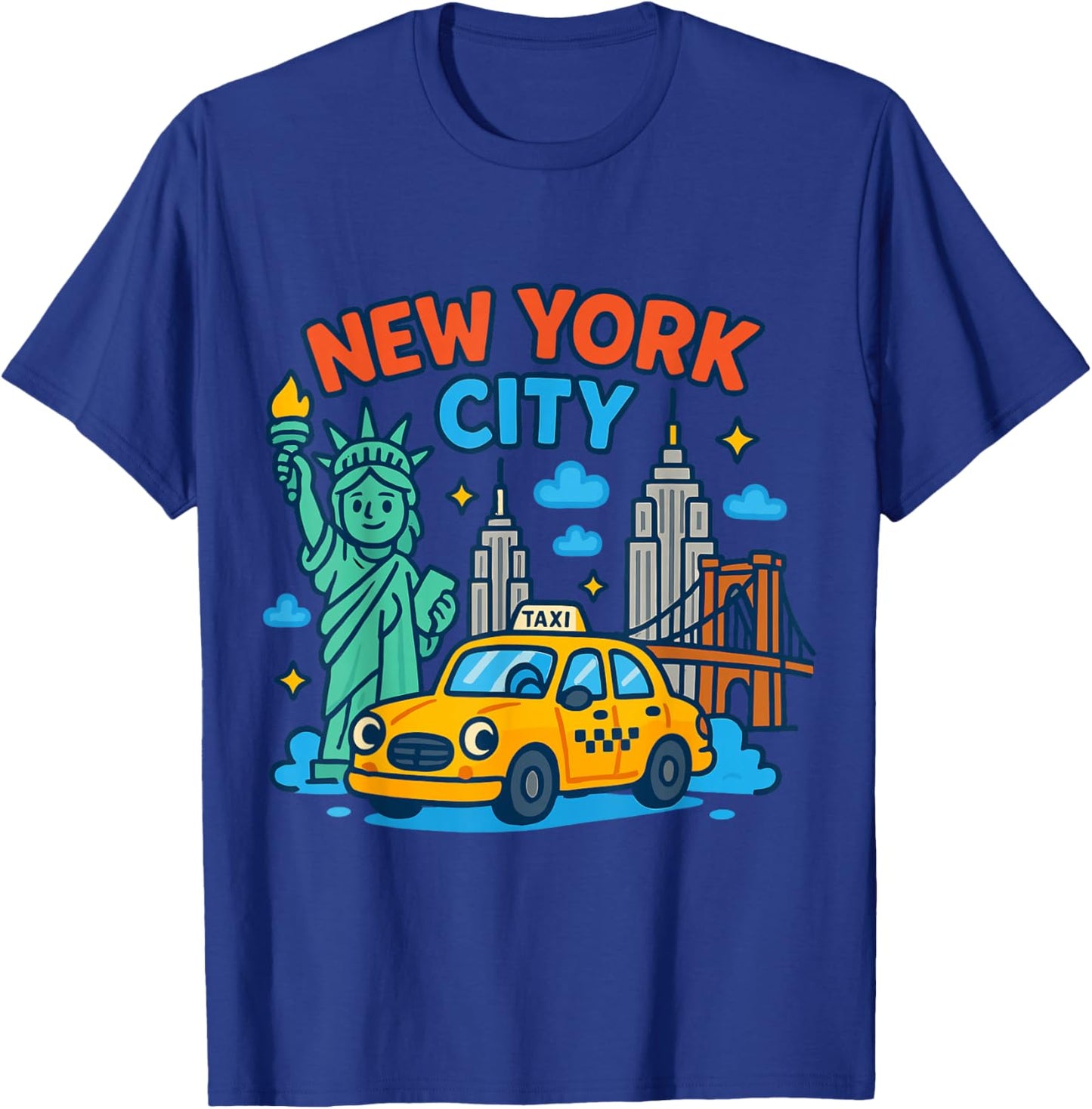 New York City Icons Cartoon Style Kids Trip Travel Souvenir T-Shirt - T-Shirt | Royal