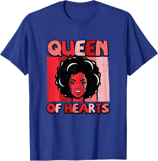 Valentines Day African Woman Queen of Hearts Retro Women T-Shirt - T-Shirt | Royal