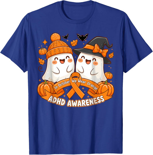 in October We Wear Orange ADHD Awareness Month T-Shirt - T-Shirt | Royal