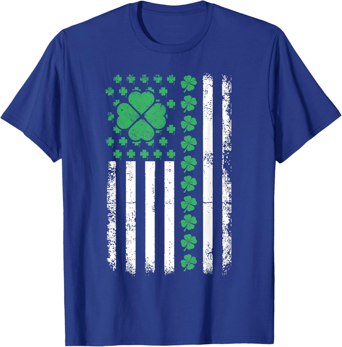 US American Flag Design with Shamrocks for St Patricks Day T-Shirt - T-Shirt | Royal
