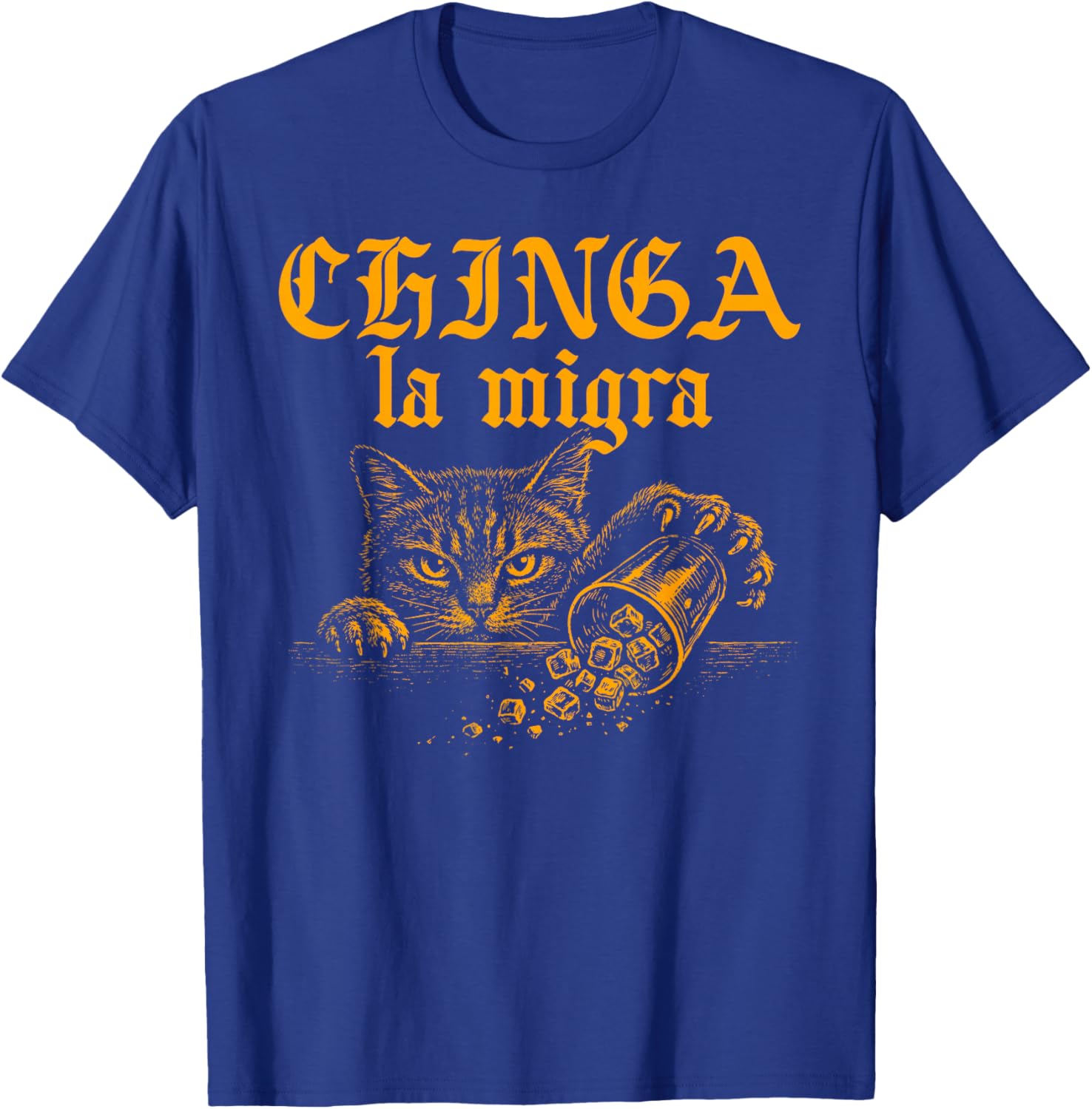 Chinga La Migra Retro Cat Funny Protest Meme Cat Lover T-Shirt - T-Shirt | Royal