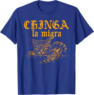 Chinga La Migra Retro Cat Funny Protest Meme Cat Lover T-Shirt - T-Shirt | Royal