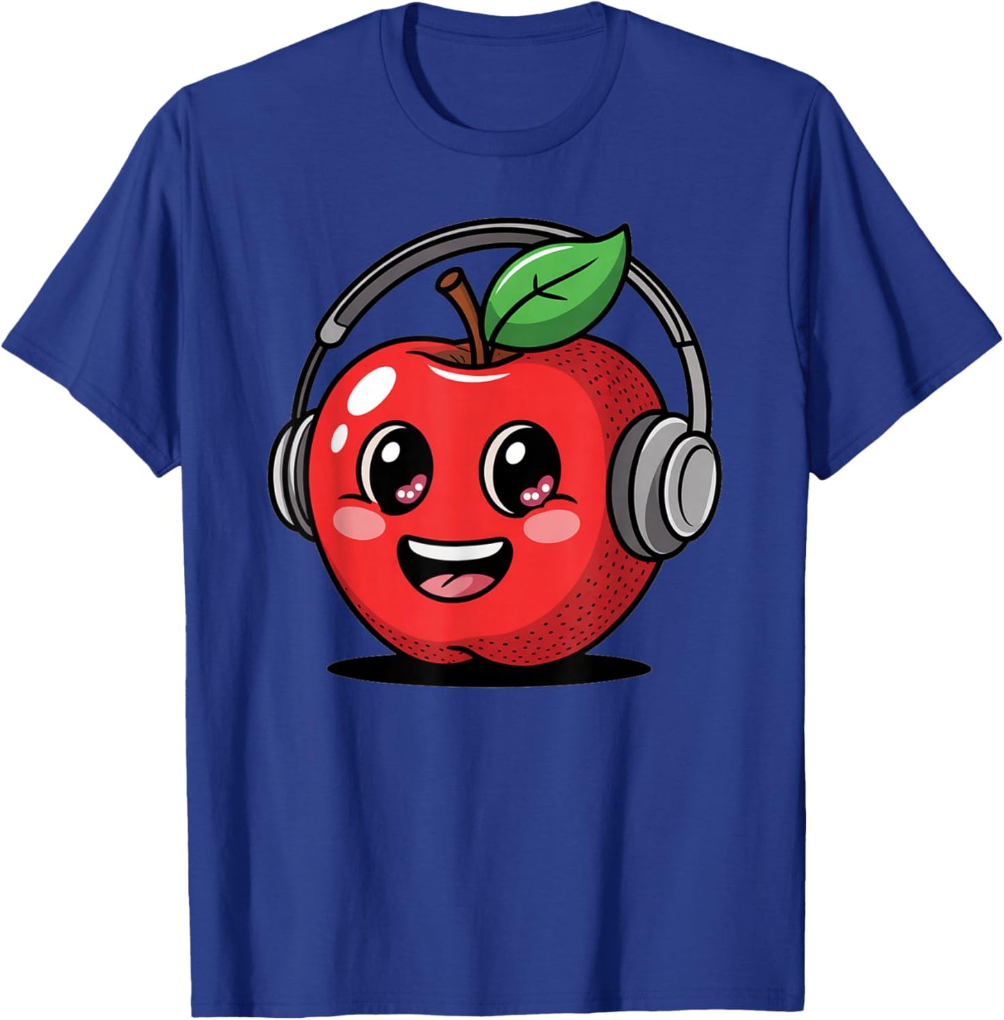 Cool Red Apple with Headphones Boys Girls T-Shirt - T-Shirt | Royal
