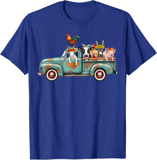 Farm Animal Truck Cute Animals Farmer Barn Lover T-Shirt - T-Shirt | Royal