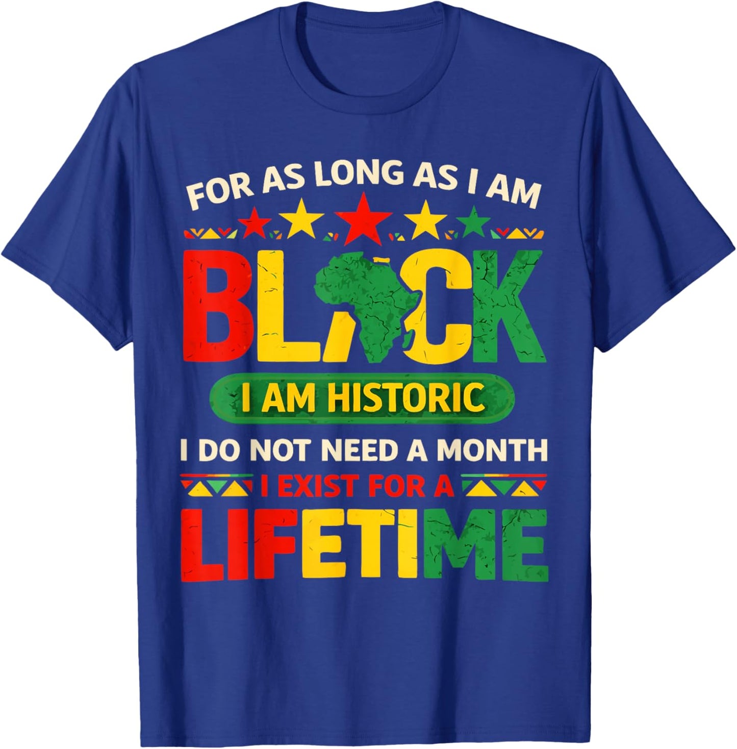 Black History Month for as Long as I am Black I am Historic T-Shirt - T-Shirt | Royal
