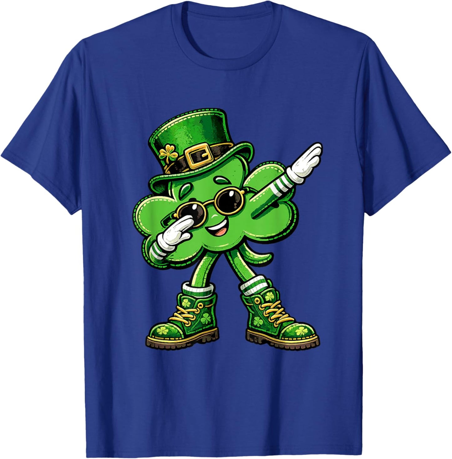 Shamrock Dabbing Funny St Patricks Day Lucky Kids Boys T-Shirt - T-Shirt | Royal