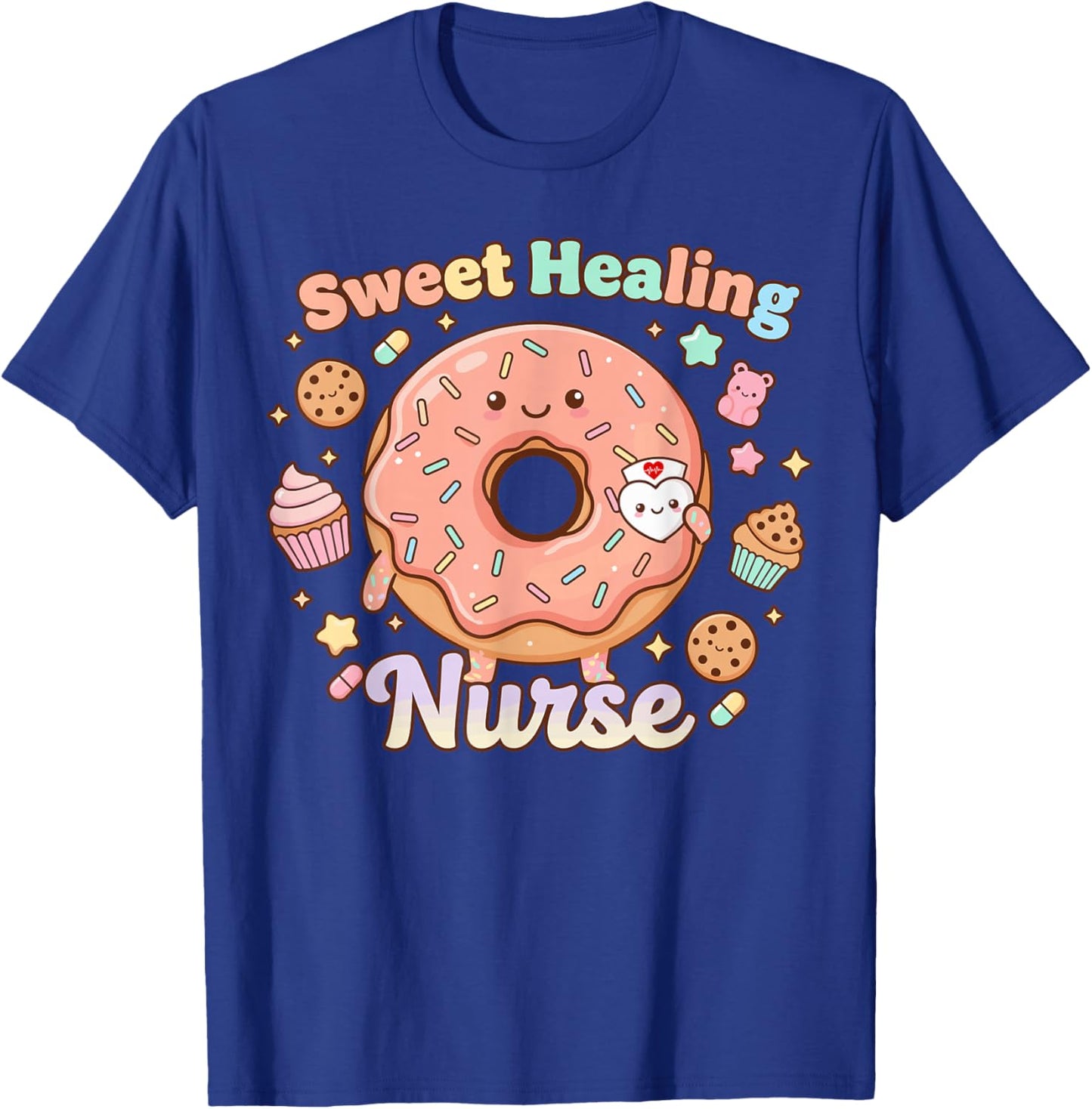 Nurse Life Cute Sweet Healing RN Caring Positive Saying T-Shirt - T-Shirt | Royal
